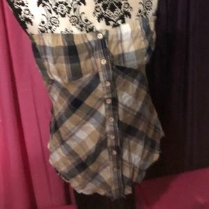Urban Outfitters Plaid Strapless Button Up Shirt